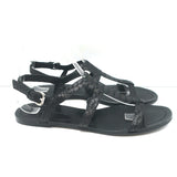 Sigerson Morrison Flat Gladiator Sandals Black Snake-Embossed Leather Size 9