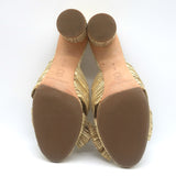 Loeffler Randall Emilia Knot Slide Sandals Gold Pleated Lame Size 8