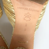 Loeffler Randall Emilia Knot Slide Sandals Gold Pleated Lame Size 8