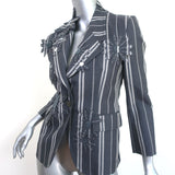 Thom Browne Floral Applique Striped Blazer Gray Size 42 Two Button Jacket