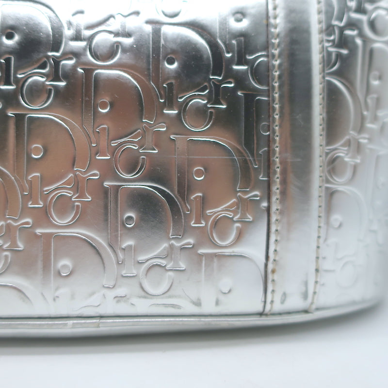 Christian Dior Metallic Oblique Tote Silver Leather Small Bag