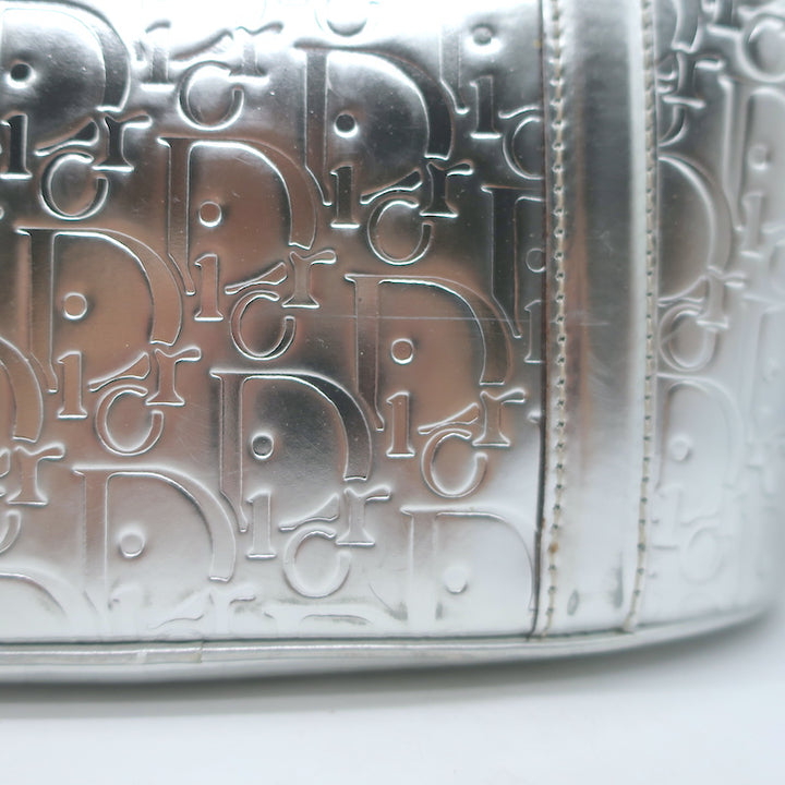 Christian Dior Metallic Oblique Tote Silver Leather Small Bag