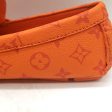Louis Vuitton LV Driver Moccasins Orange Monogram Grained Leather Size 7.5