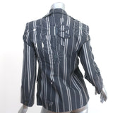 Thom Browne Floral Applique Striped Blazer Gray Size 42 Two Button Jacket