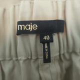Maje Leather-Buckle Wide Leg Pants Beige Stretch Cotton Size 40