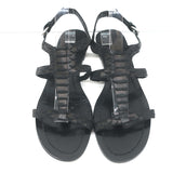 Sigerson Morrison Flat Gladiator Sandals Black Snake-Embossed Leather Size 9