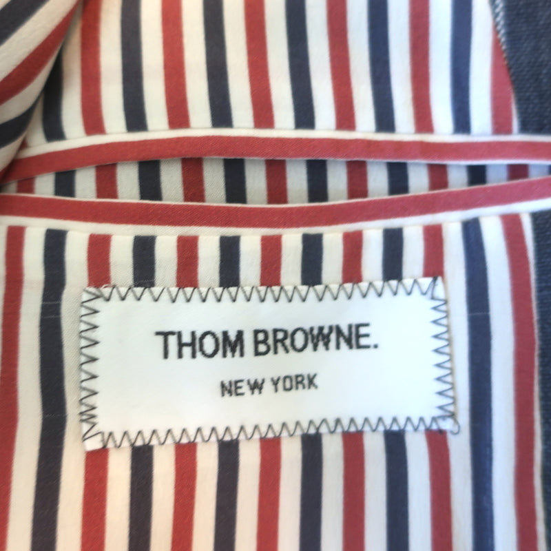 Thom Browne Floral Applique Striped Blazer Gray Size 42 Two Button Jacket