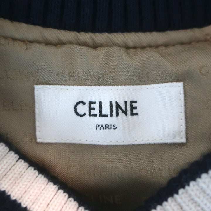 Celine Teddy Denim Bomber Jacket Blue Cotton Size Medium