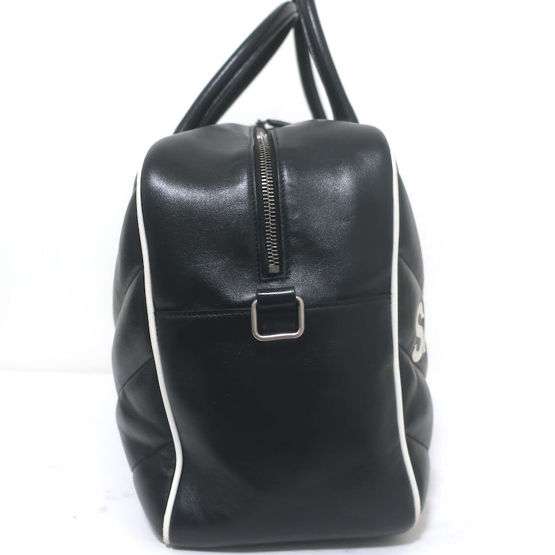Saint Laurent Miles Logo Duffle Bag BlackQuilted Leather Large Crossbody