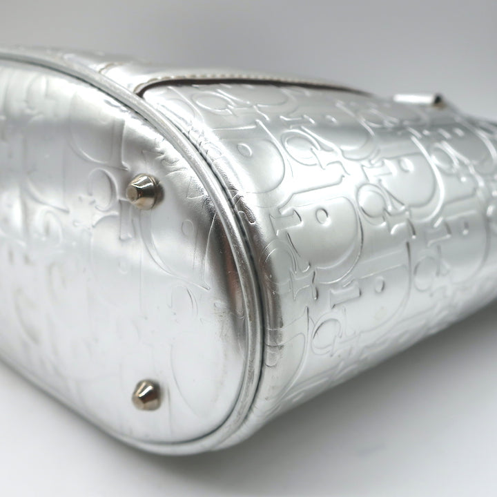 Christian Dior Metallic Oblique Tote Silver Leather Small Bag