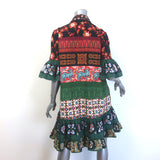 La DoubleJ Choux Mini Shirt Dress Patchwork Printed Faille Size Medium