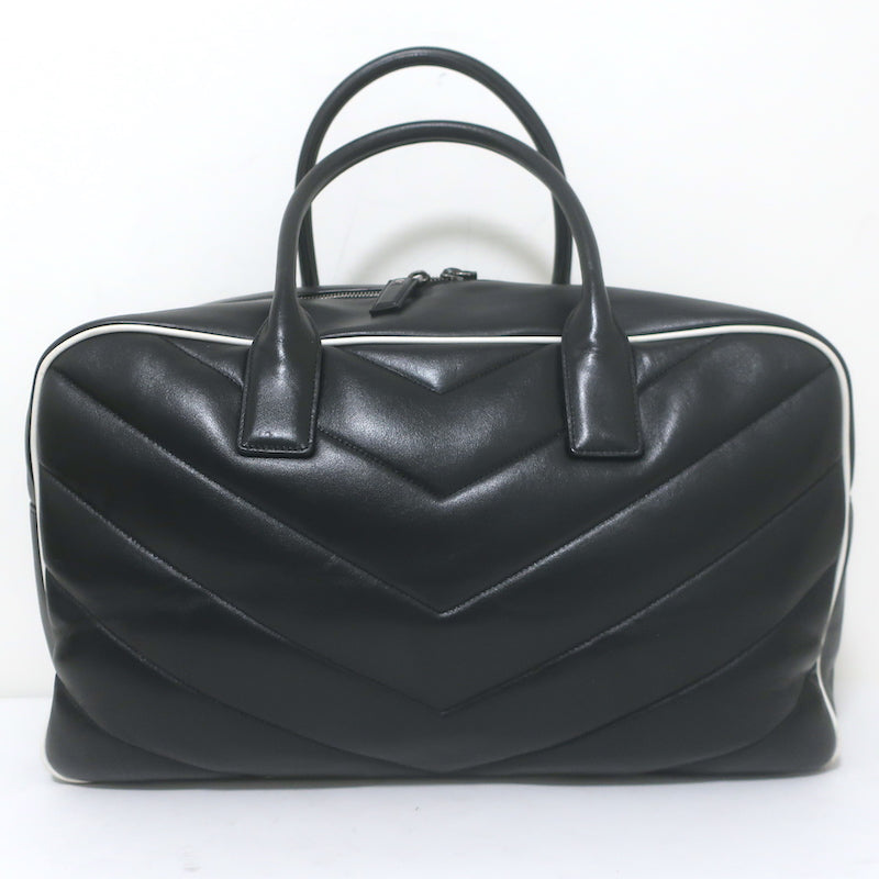 Saint Laurent Miles Logo Duffle Bag BlackQuilted Leather Large Crossbody