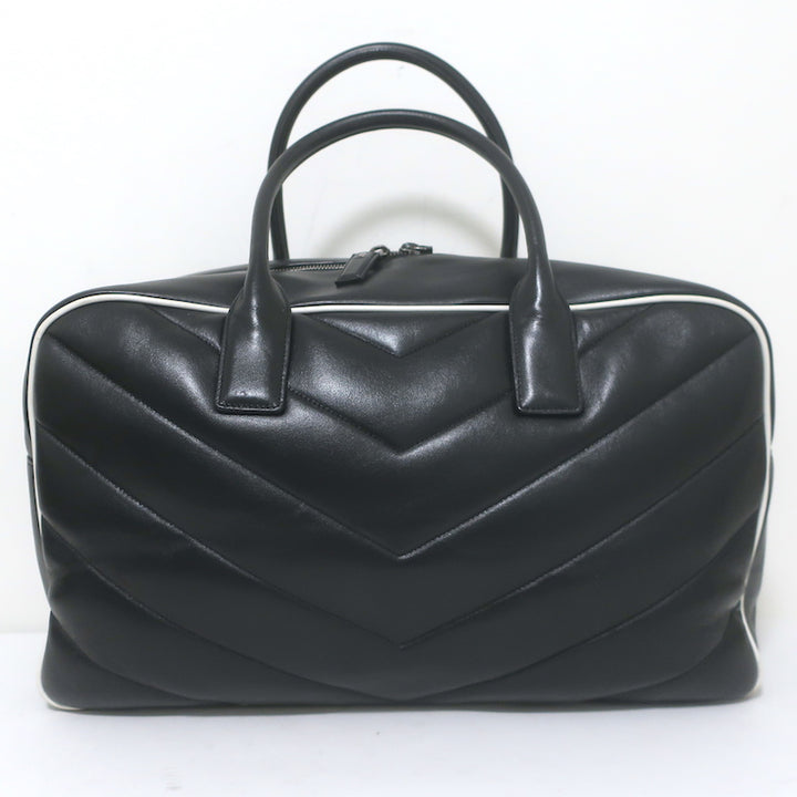 Saint Laurent Miles Logo Duffle Bag BlackQuilted Leather Large Crossbody