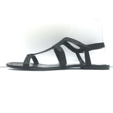 Sigerson Morrison Flat Gladiator Sandals Black Snake-Embossed Leather Size 9