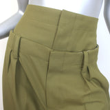 Victoria Beckham Double Waistband Trousers Olive Stretch Wool Size US 4