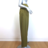 Victoria Beckham Double Waistband Trousers Olive Stretch Wool Size US 4