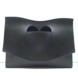 Proenza Schouler Curl Heart Cut-Out Clutch Black Leather NEW