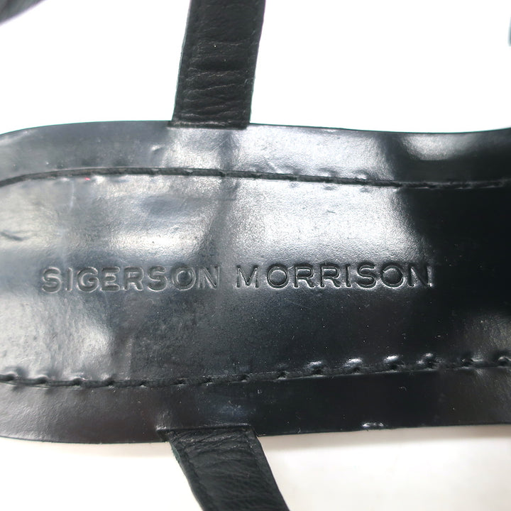 Sigerson Morrison Flat Gladiator Sandals Black Snake-Embossed Leather Size 9