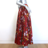 Erdem Nesrine Pleated Midi Skirt Rust Floral Print Satin Jacquard Size US 8 NEW