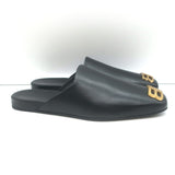 Balenciaga Cosy BB Logo Mules Black Leather Size 41 NEW