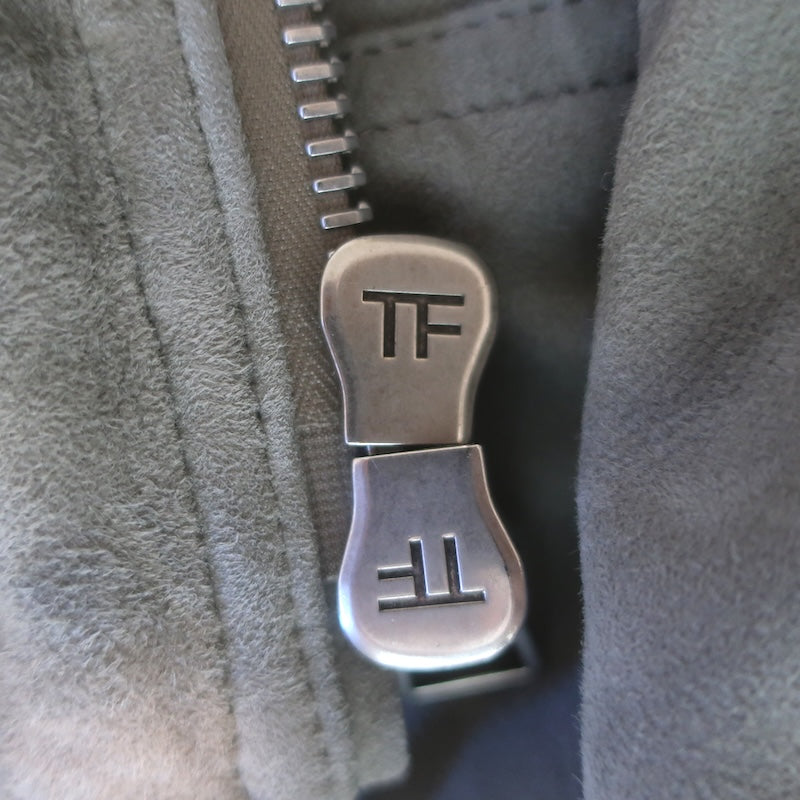 Tom Ford Suede Bomber Jacket Taupe Gray Size 54