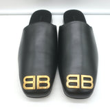 Balenciaga Cosy BB Logo Mules Black Leather Size 41 NEW