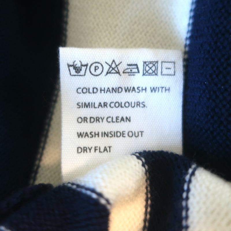 Yaitte Striped Batwing Sweater Navy/Cream Merino Wool Size Medium
