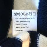 Yaitte Striped Batwing Sweater Navy/Cream Merino Wool Size Medium