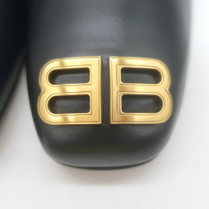 Balenciaga Cosy BB Logo Mules Black Leather Size 41 NEW
