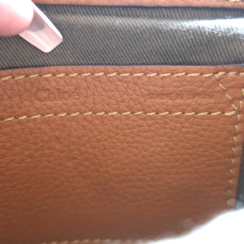 Chloe Marcie Mini Crossbody Saddle Bag Brown Grained Leather
