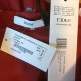 Erdem Nesrine Pleated Midi Skirt Rust Floral Print Satin Jacquard Size US 8 NEW