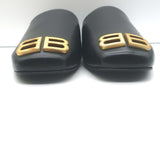 Balenciaga Cosy BB Logo Mules Black Leather Size 41 NEW