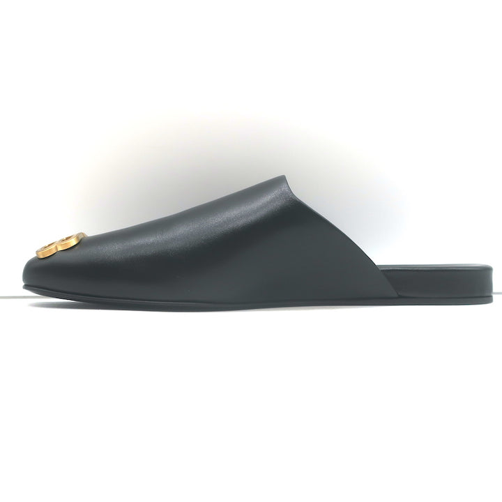 Balenciaga Cosy BB Logo Mules Black Leather Size 41 NEW