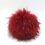 Furla Fox Fur Pom Pom Bag Charm Red/Black