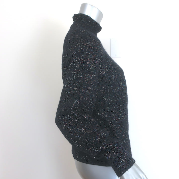 Scotch &amp; Soda Ruffled High-Neck Lurex Knit Sweater Black/Multi Size Small