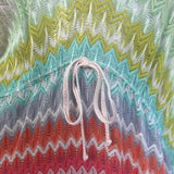 Missoni Zig Zag Crochet Knit Deep V-Neck Kaftan Maxi Dress Multicolor Size 40