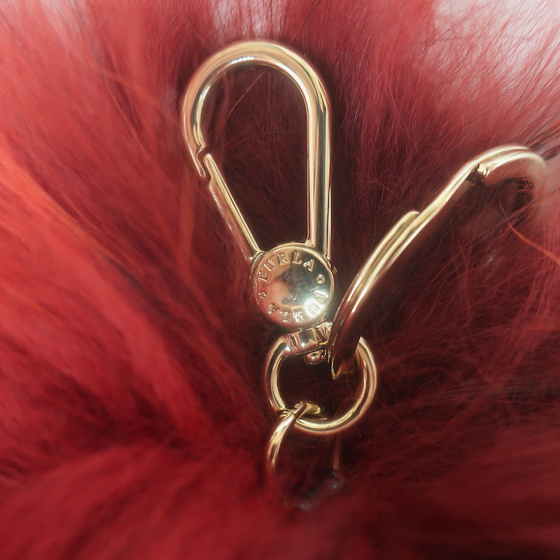 Furla Fox Fur Pom Pom Bag Charm Red/Black