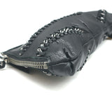 Linea Pelle Jules Clutch Chain-Trimmed Black Leather Small Bag NEW