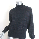 Scotch & Soda Ruffled High-Neck Lurex Knit Sweater Black/Multi Size Small