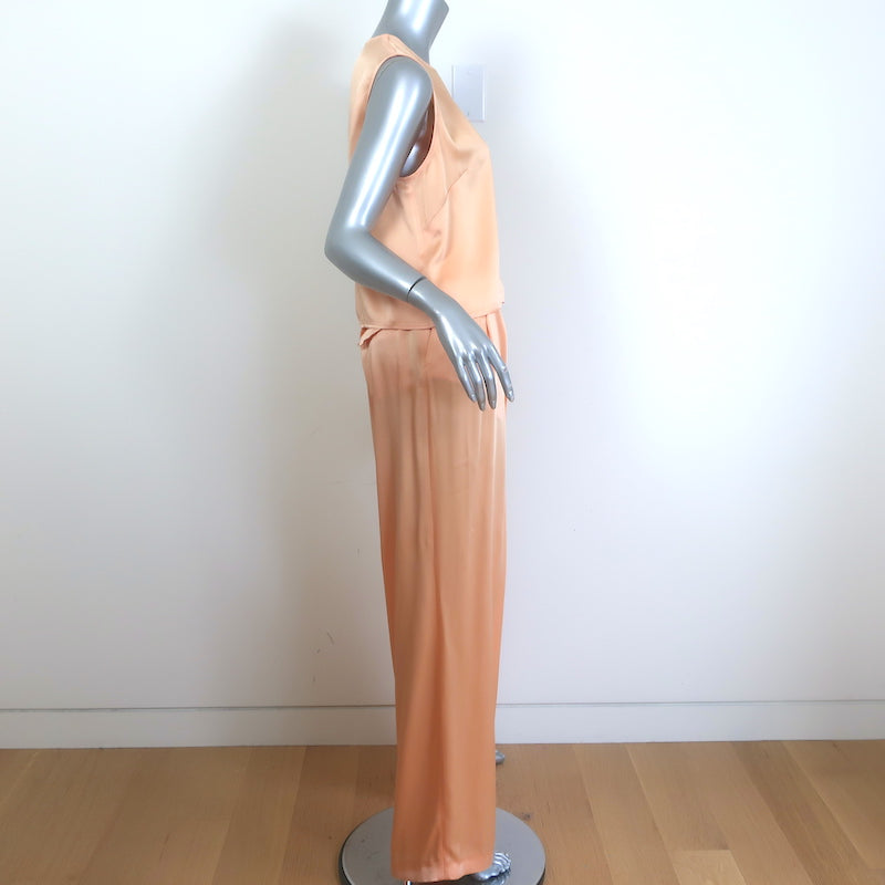 LAPOINTE Matching Satin Sleeveless Top &amp; Wide Leg Pants Set Peach Size 4
