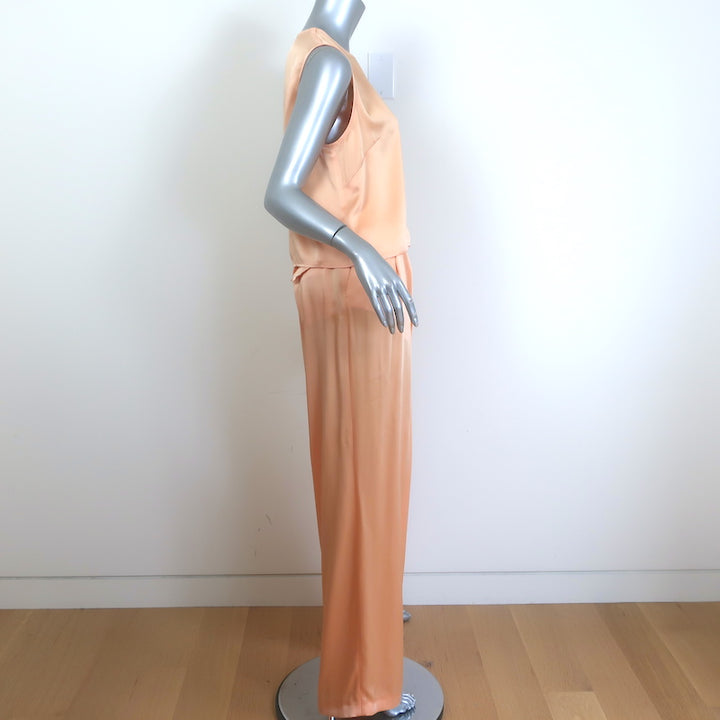 LAPOINTE Matching Satin Sleeveless Top &amp; Wide Leg Pants Set Peach Size 4