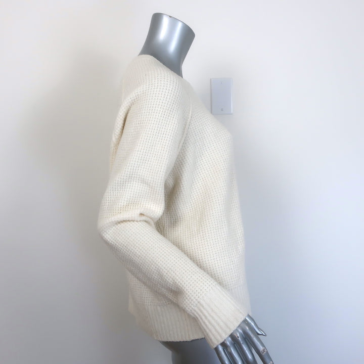 James Perse waffle-knit crewneck sweater, cream wool-blend, size 1, authentic pre-owned designer piece