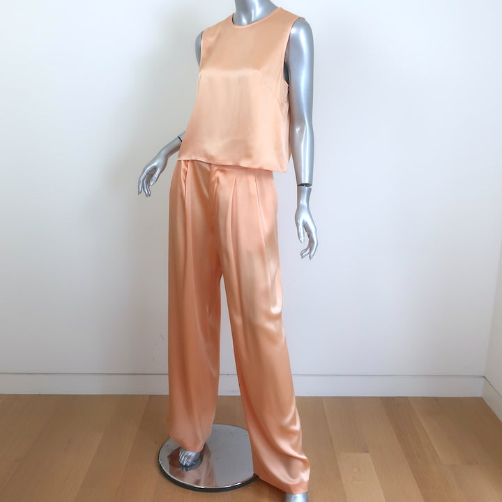 LAPOINTE Matching Satin Sleeveless Top &amp; Wide Leg Pants Set Peach Size 4