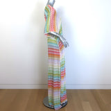 Missoni Zig Zag Crochet Knit Deep V-Neck Kaftan Maxi Dress Multicolor Size 40