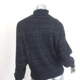 Scotch & Soda Ruffled High-Neck Lurex Knit Sweater Black/Multi Size Small