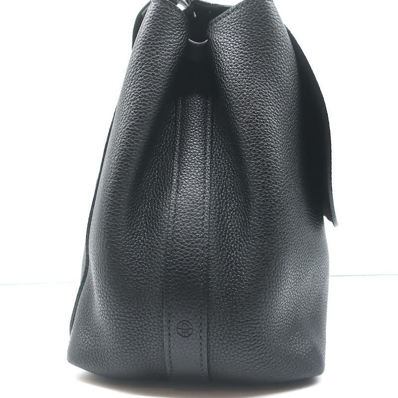 The Row Sidekick Shoulder Bag Black Grained Leather