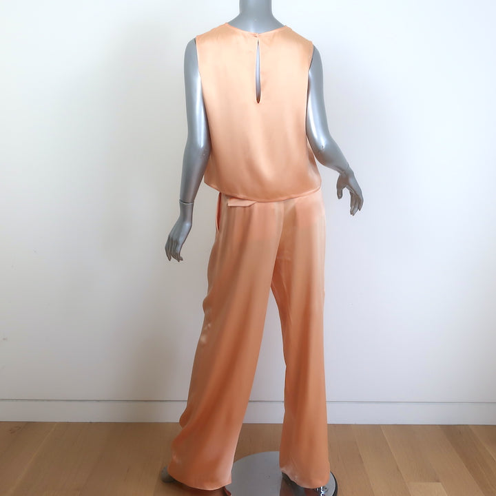 LAPOINTE Matching Satin Sleeveless Top &amp; Wide Leg Pants Set Peach Size 4