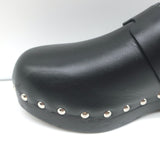 Hermes Calya Clog Mules Black Leather Size 37