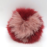 Fendi Fox Fur Heart Pom Pom Bag Charm with Leather Tab Red/Pink