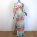 Missoni Zig Zag Crochet Knit Deep V-Neck Kaftan Maxi Dress Multicolor Size 40